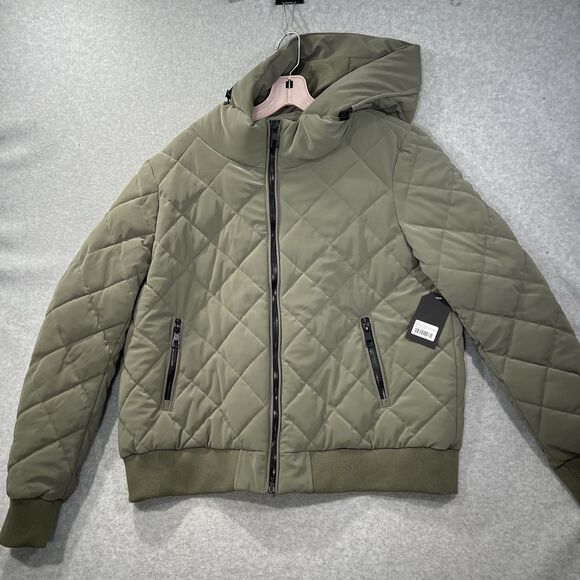 OOKIE AND LALA Carbon Puffer Jacket Hooded Quilted Bomber Black Size XL NWT - Picture 2 of 15